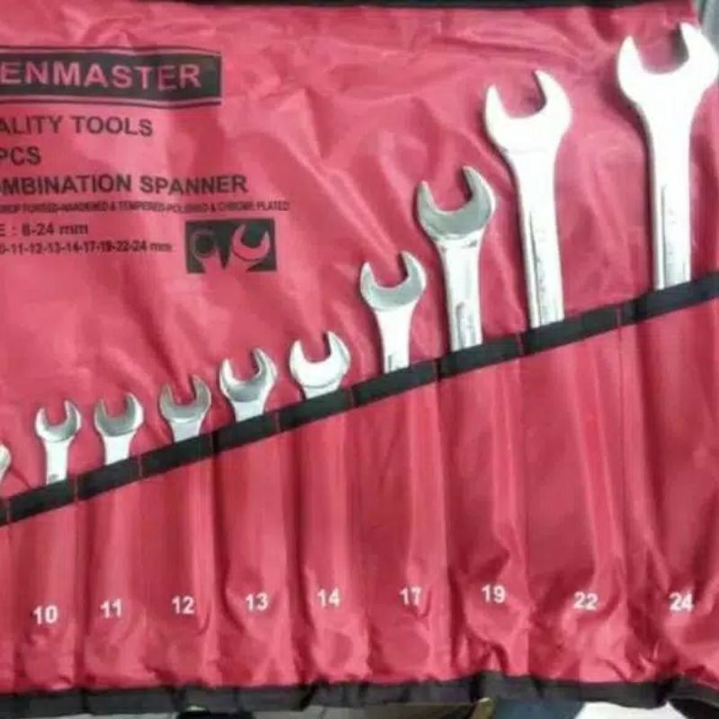 Kenmaster , 11 PCS  ,  Kunci Ring Pas Set , Combination Wrench  , 8 - 24 MM