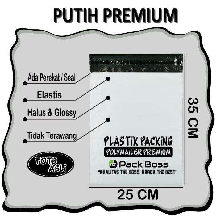

MENYURAT-SURAT- PREMIUM POLYMAILER PUTIH 25X35 ISI ±100 HALUS TEBAL PRAKTIS & MEWAH -SURAT-