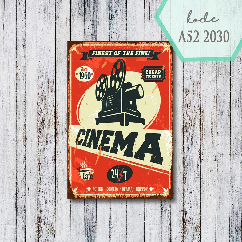 Poster Film Pajangan Dinding Vintage Poster Kayu 20x30cm Cinema Jadul Shopee Indonesia
