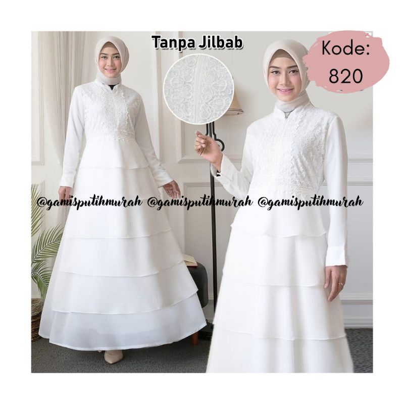 Gamis Putih/ Gamis Putih Murah/ Gamis Putih Brukat/ Gamis Putih Jumbo