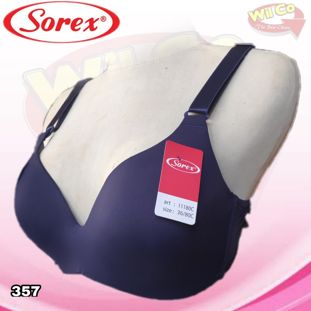 K357 - BRA WANITA SOREX BUSA TIPIS TANPA KAWAT CUP BESAR 36C - 42C  TIGA PENGAIT