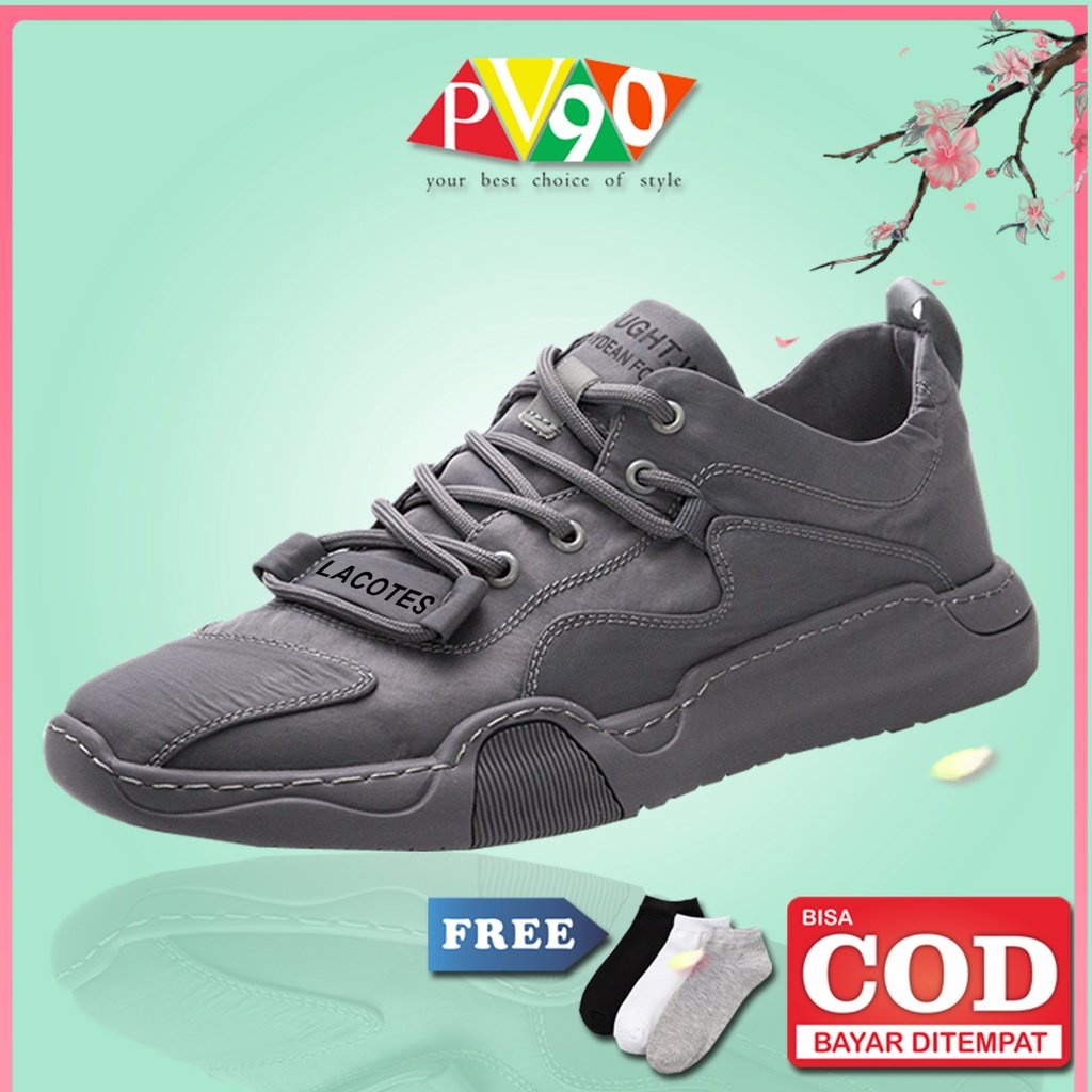 HOT PROMO // Sepatu Pria Sneakers Import Warna Grey LAOCTSE  - PV003A
