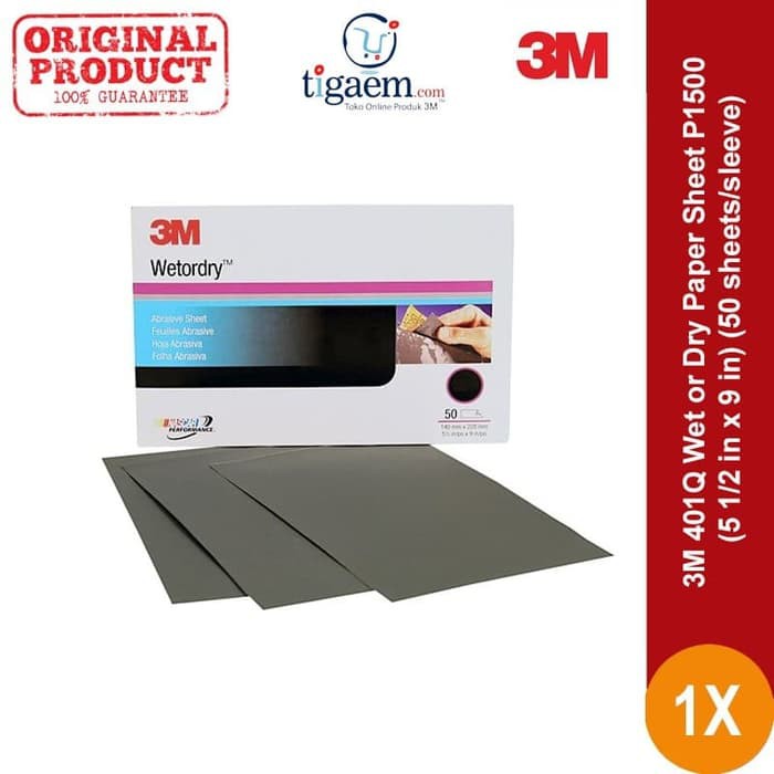 

3M 401Q Wet or Dry Paper Sheet, grade: P1500, size: 5 1/2 in x 9 in