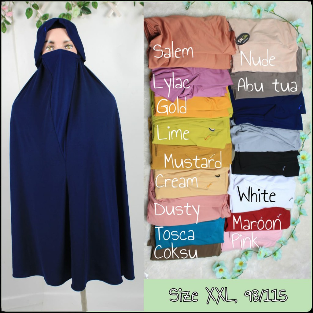 JILBAB CADAR MASKER JERSY adem size jumbo syari