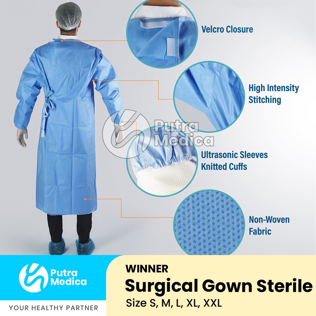 Winner Surgical Gown Sterile Disposable / Baju Operasi Bedah Medis Steril / Alat Perlindungan Diri