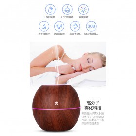 Taffware Ultrasonic Humidifier Aroma Essential Oil Diffuser Wood Design 130ml - NM007 - Dark Brown