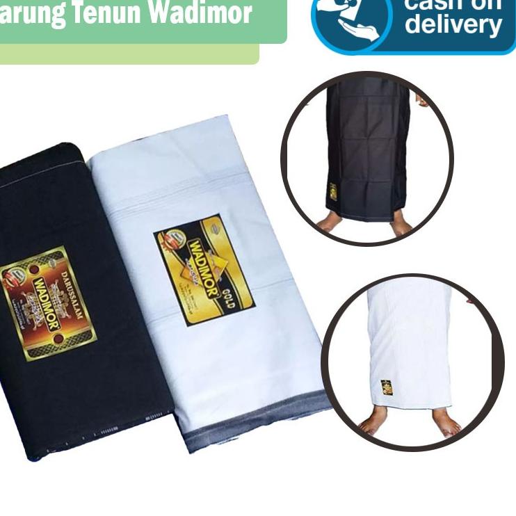(Produk) Sarung Tenun Wadimor Polos Kain Tenun Dewasa Pria / Sarung Sholat Tenun Wadimor Hitam Putih