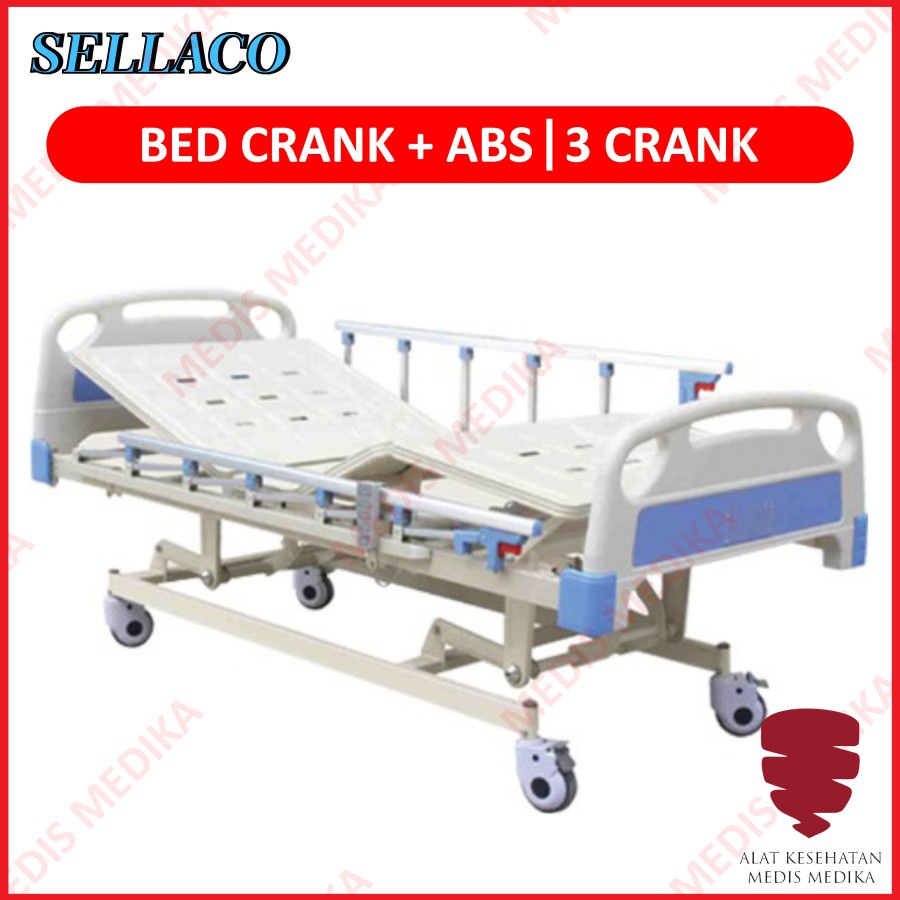Bed Electric 3 Crank Manual Ranjang Tempat Tidur Pasien Rumah Sakit Hospital
