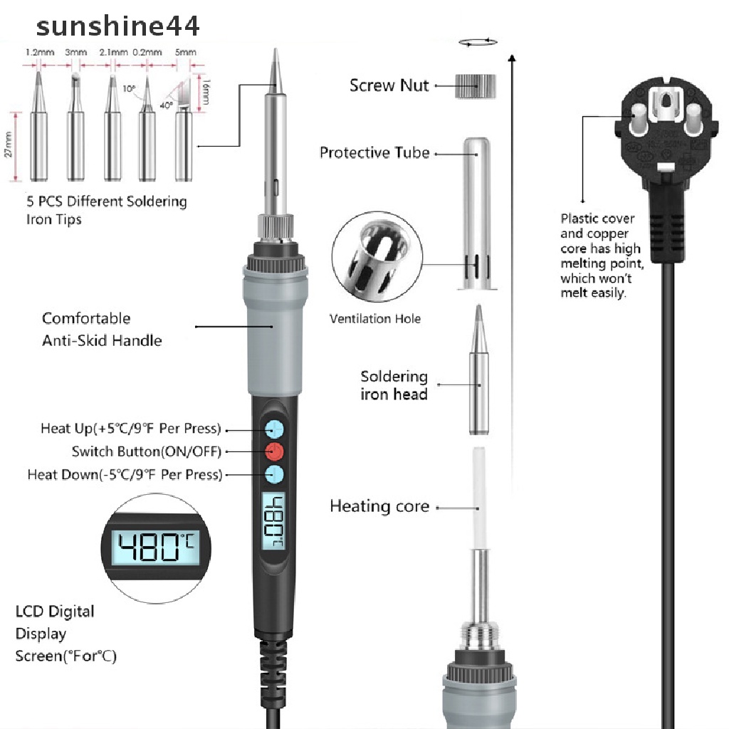 Sunshine Solder Besi Elektrik 90W Dengan Display LED Digital Untuk Reparasi