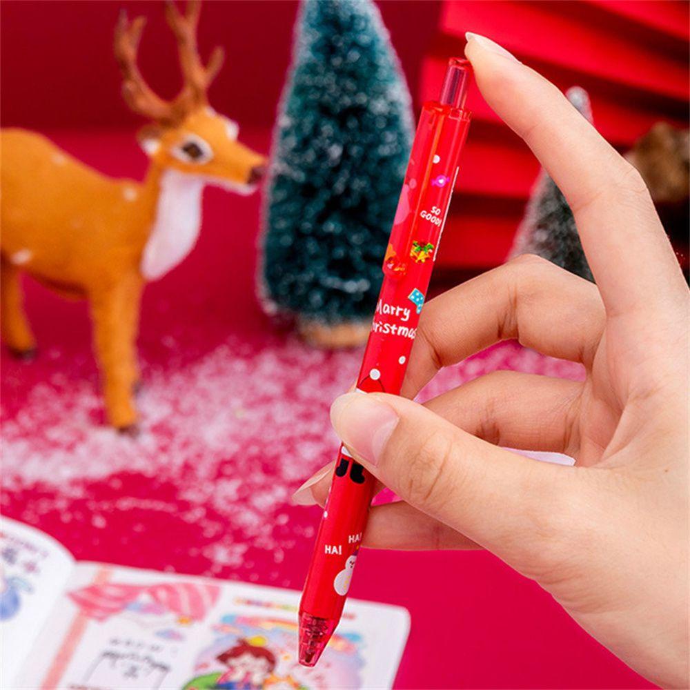 Nanas1 /6 Stik Natal Gel Pen Belajar Kotak Gel Pen Kid's Anak Kartun Perlengkapan Siswa