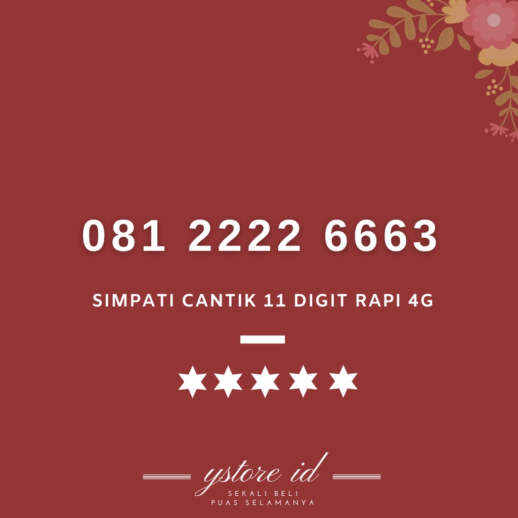 NOMOR CANTIK SIMPATI 11 DIGIT KARTU PERDANA TELKOMSEL NOMER BELAKANG UJUNG 2222 666