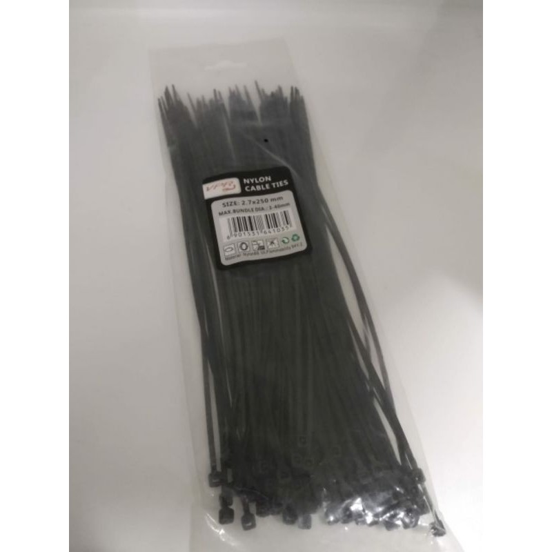 Kabel Ties Nylon Ukuran 10cm /15cm/25cm/30cm Harga 1 Pack isi 100 Pcs MURAH-HITAM