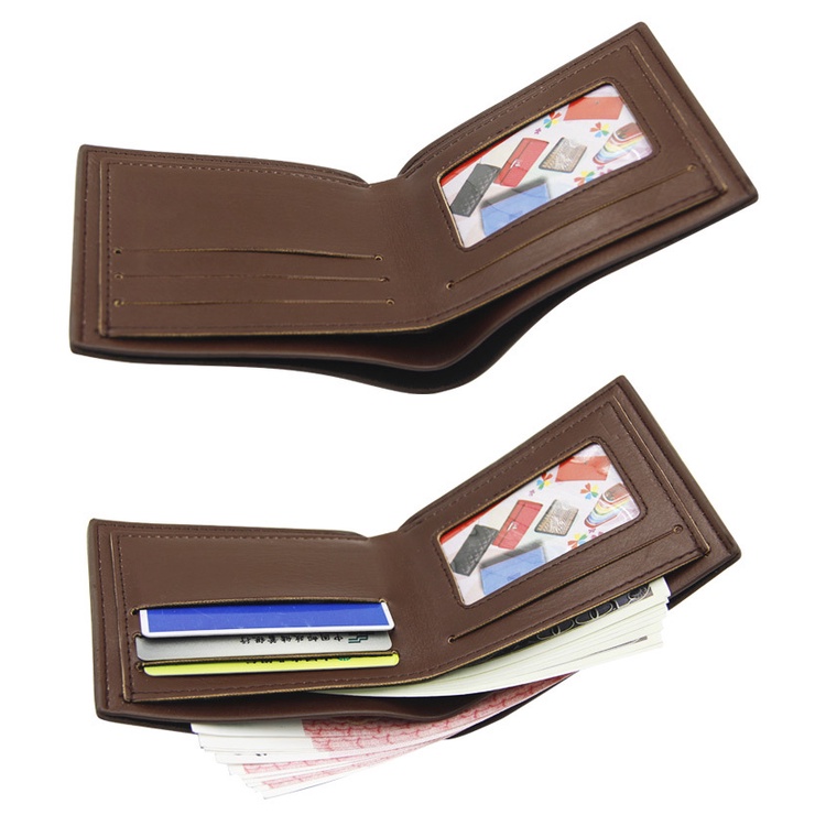 SUPER PROMO New Men's Wallet Short Style Trendy Kasual Simpel PU Leather Wallet Dompet Lipat Pria Murah