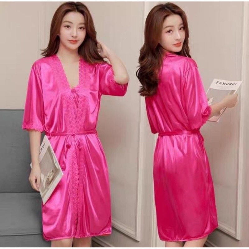 Tq88indonesia Fashion Baju Tidur Wanita Terbaru / Kimono Lingerie 2in1 Trikot Luar Dalam Pisah / Set Busana Tidur Cewek / Ootd / Outfit Kekinian