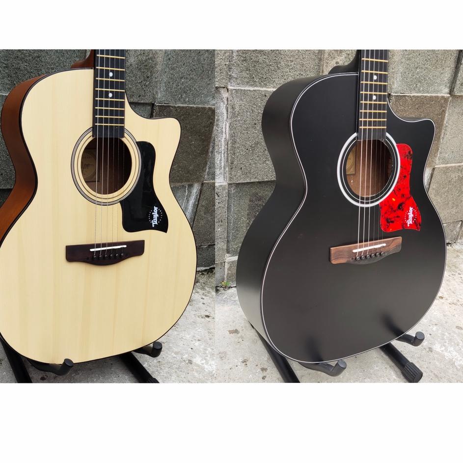 Dijamin Miring harga.. Promo Gitar Akustik Elektrik Tanam Besi Aktif Model Taylor Jumbo Termurah Ban