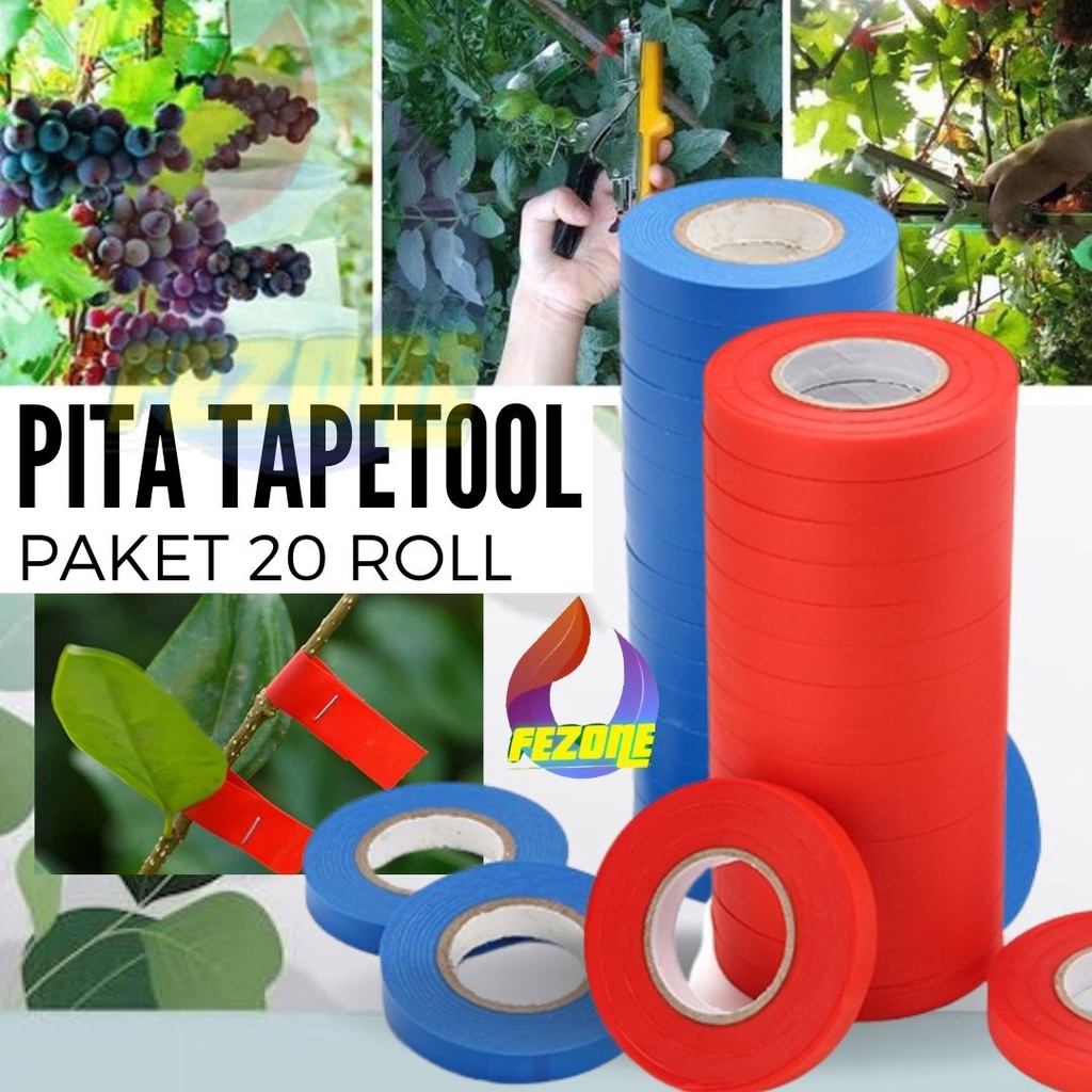 Paket Tape Refil Pita Tapetool Isi Uang Pita 20 Roll 30 meter Pita Untuk Mengikat Tanaman FEZONE