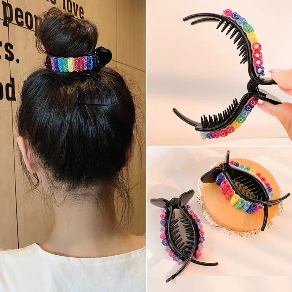 Jepit Jedai Rambut Hair Claw RAINBOW PEARL Korea Fashion Jepitan Klip Aksesoris Cewek Hair Pin Clip Korean Style Women Cewe