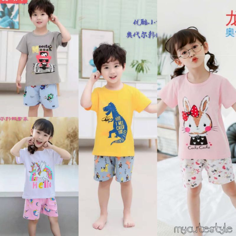 SETELAN BAJU TIDUR/BAJU SANTAI ANAK IMPORT MOTIF 02160