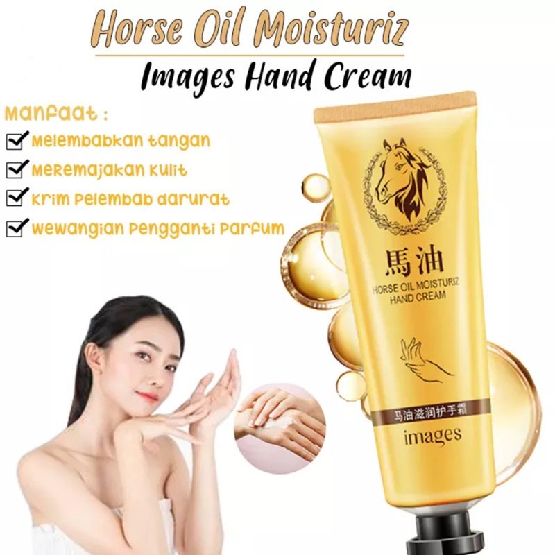 Images Horse Oil Moisturiz Hand Cream - Krim Pelembab Kulit Tangan dan Kaki Kering Kasar dan Tumit Pecah-Pecah