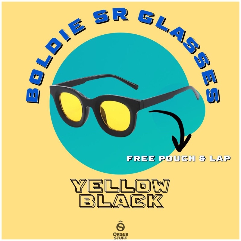 BOLDIE SR GARG BOLD SUNGLASSES YELLOW BLACK PREMIUM QUALITY ORIGINAL UNISEX