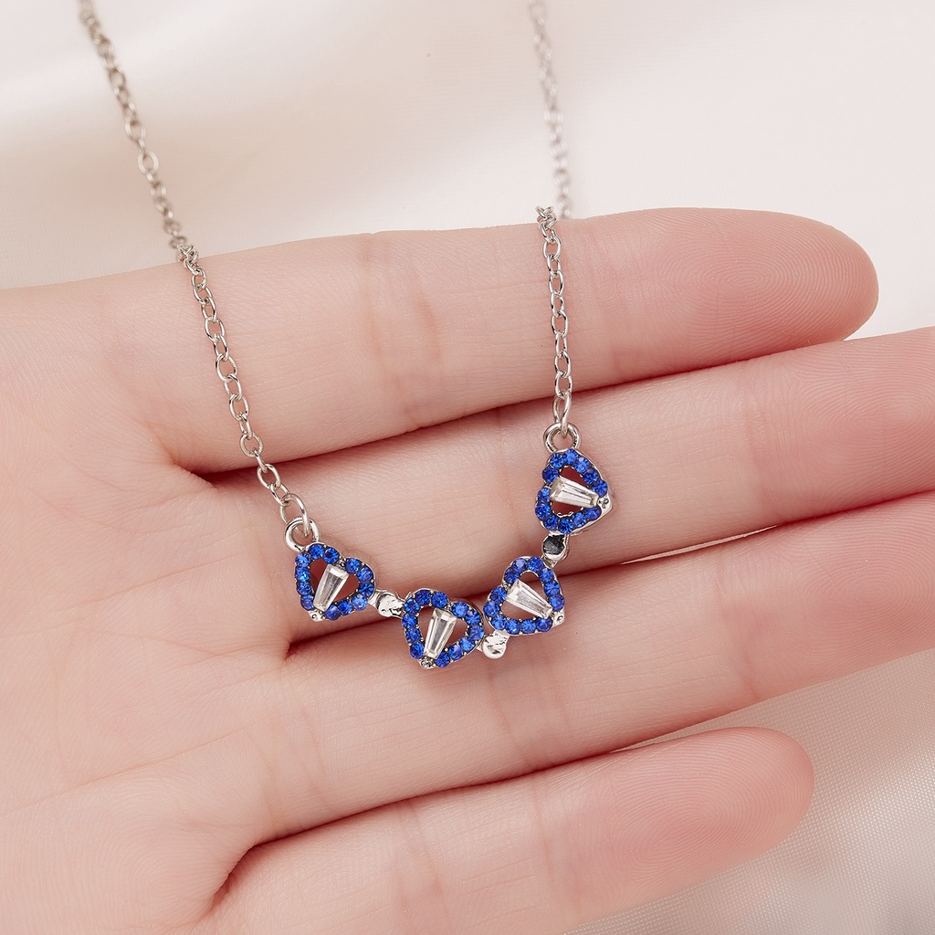 Kalung Rantai Liontin Hati Magnetik Hias Berlian Imitasi Multi Warna Untuk Wanita