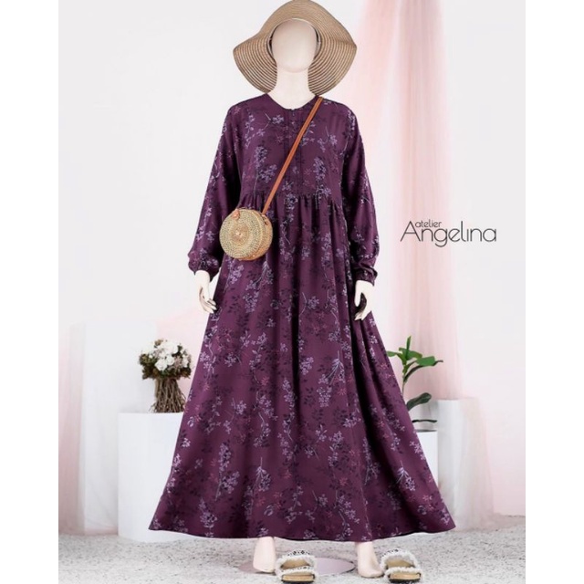 SARAH DRESS WINTER FLORAL DARK CHERRY SIZE M ATELIER ANGELINA