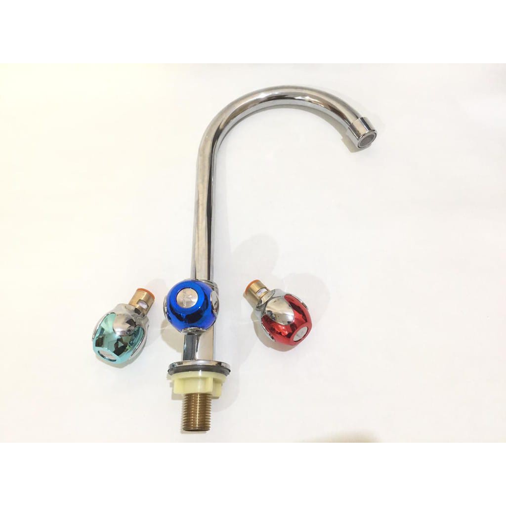 Kran Cuci Piring Kran Sink Meja/Tanam Stainless Spout Bulat 1/2Inch Pegangan Bulat Warna