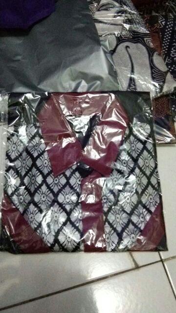 Batik/koko/koko Lengan Pendek/batik Moderan Kombinasi Prada Dan Bordir