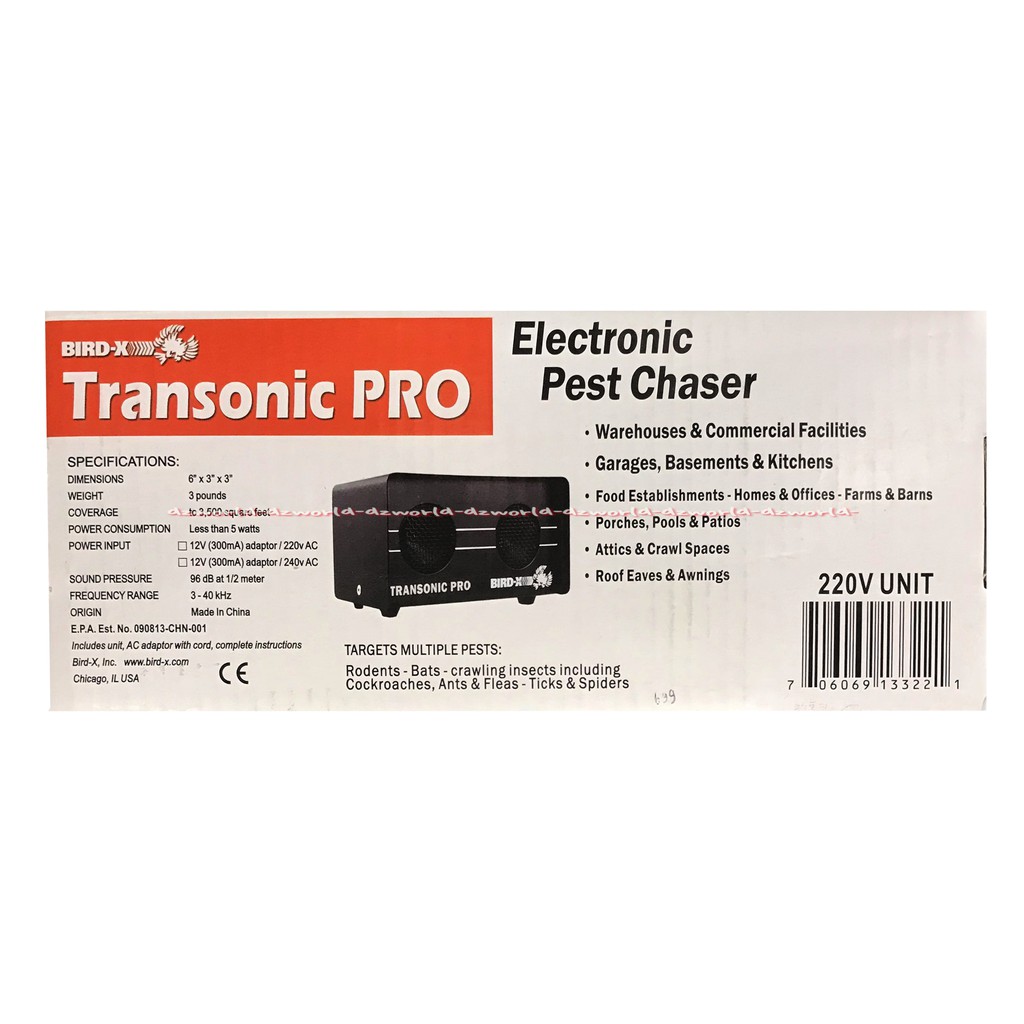 Transonic Pro Bird X Electronic Pest Chaser Ultrasound Waves Alat Pengusir Tikus Serangga Hama Kecoa Semut Trans Sonic