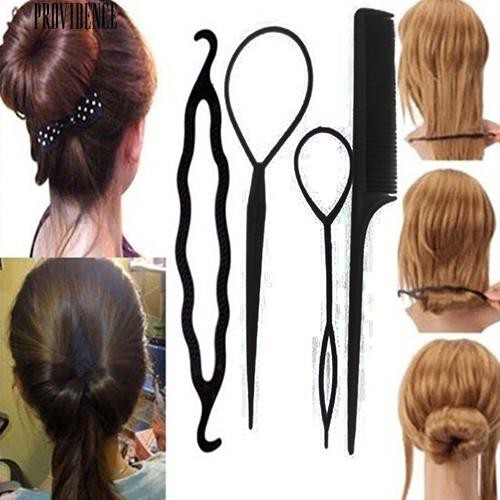 Perempuan 4Pcs Hair Twist Styling Clip Stick Bun Pembuat Braid Alat Aksesoris Rambut