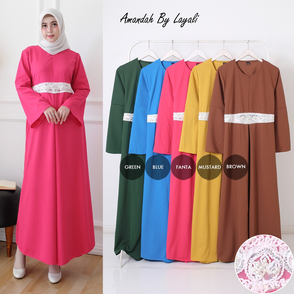 Fashion Wanita Dress Scuba Gamis Wanita Muslim Amandah By Layali
