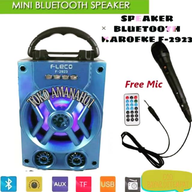 Speaker karaoke bluetooth F-2923  BONUS MIC + REMOTE