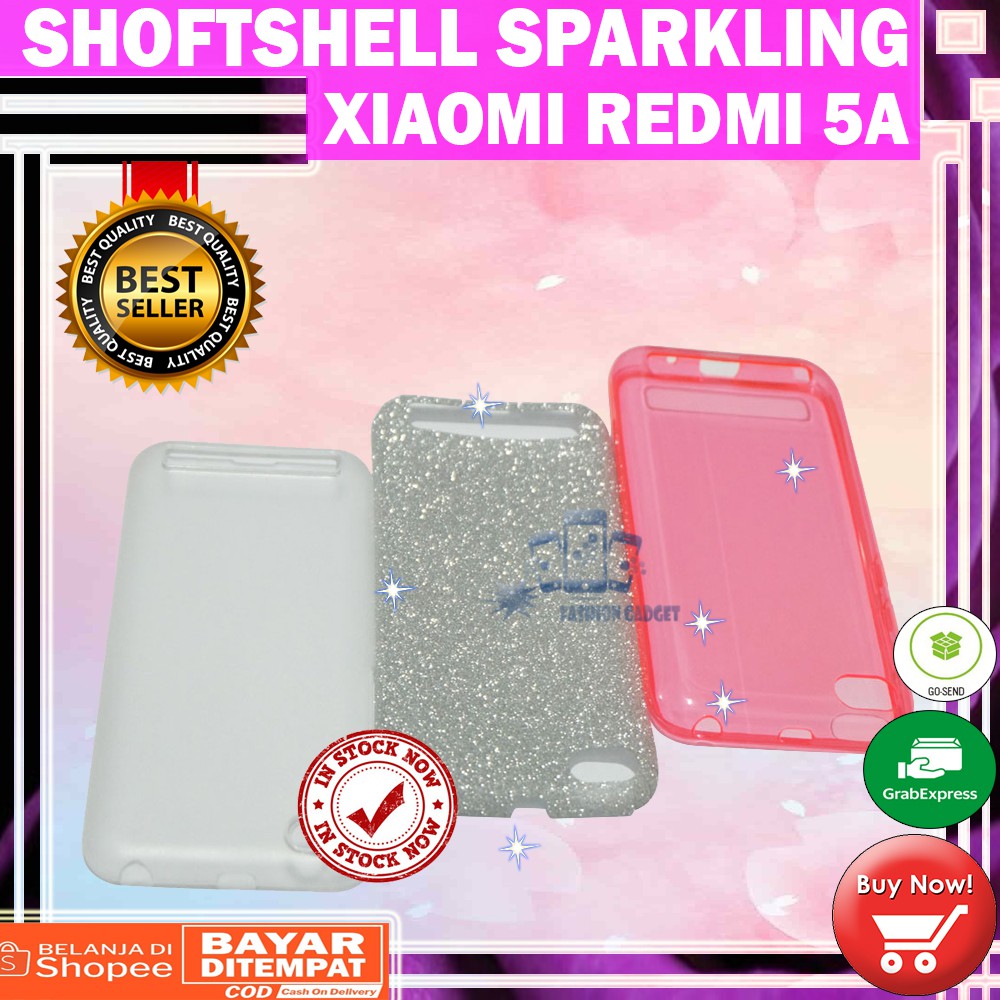 (Warna Acak Pink / Red) Silikon Xiaomi Redmi 5A Ultrathin Redmi 5A Case Sparkling Blink Blink Case Glitter Silicone Soft Case Jelly Case Casing Kesing Kasing Sarung Hp Xiaomi Redmi 5A