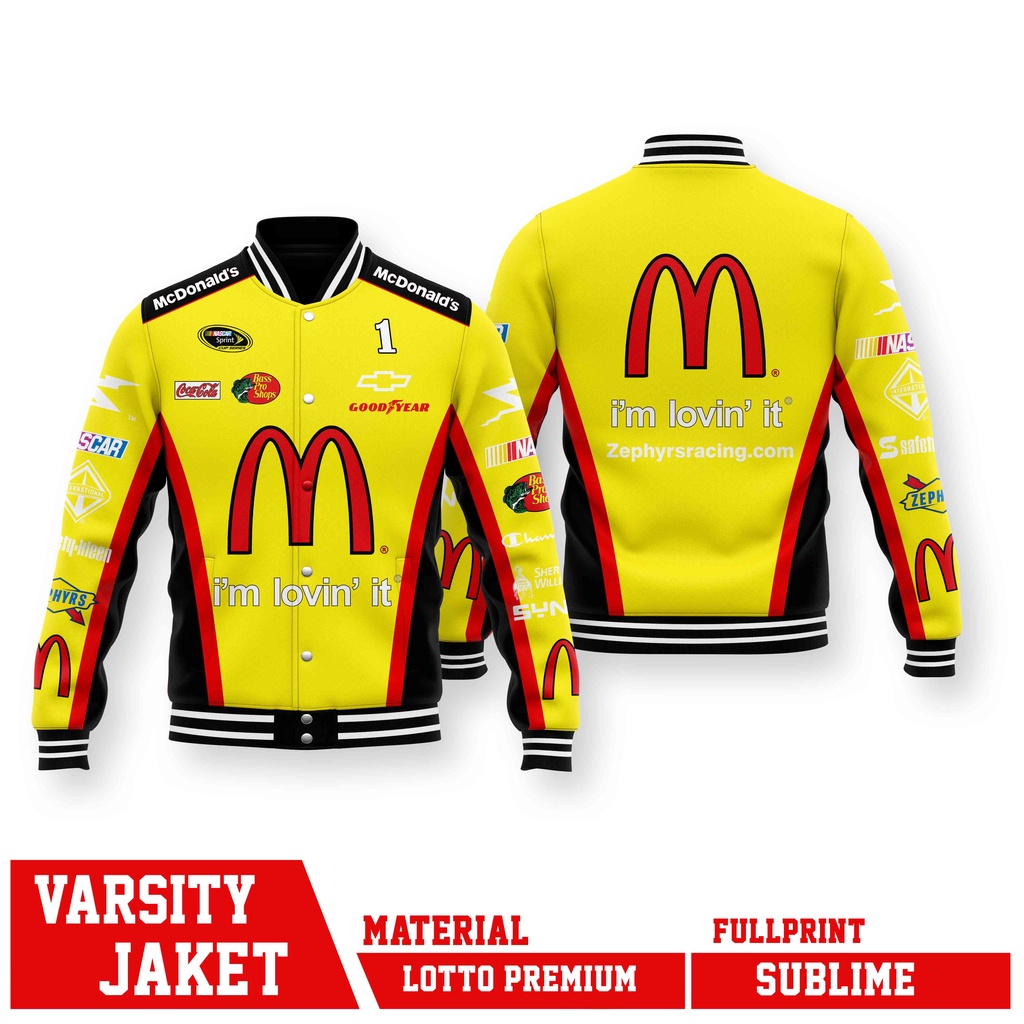 VARSITY BOMBER JACKET RACING MCD YELLOW I'M LOVIN' IT