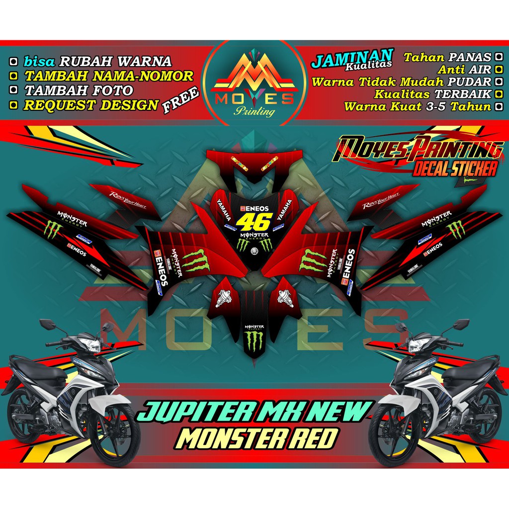 Jual Decal Motor Sticker Motor Decal Sticker Motor Full Body Yamaha Jupiter Mx New 135 Motif Monster Indonesia Shopee Indonesia