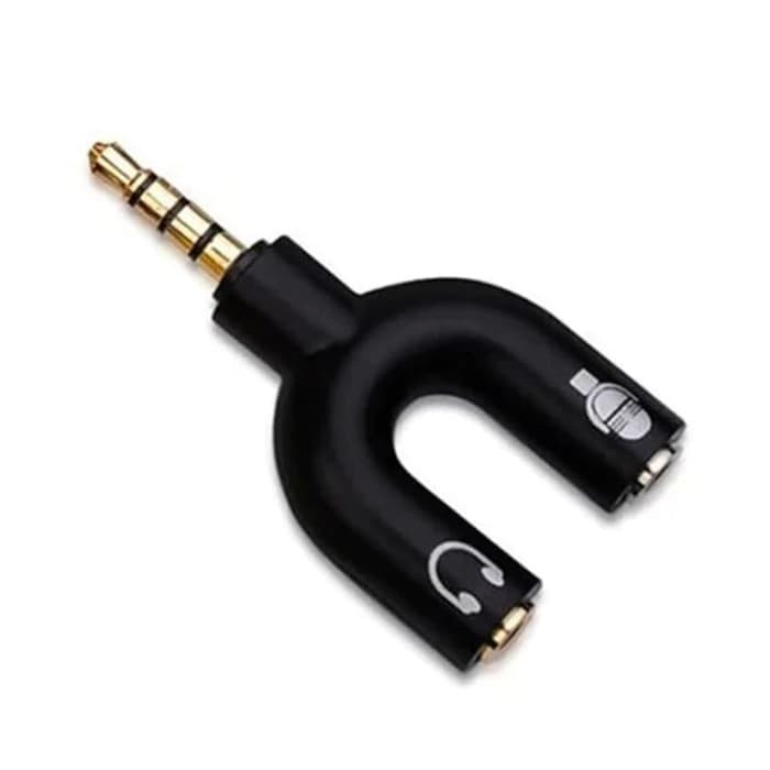 Splitter Audio U Jack 3.5mm to Headphone Microphone Converter Adapter