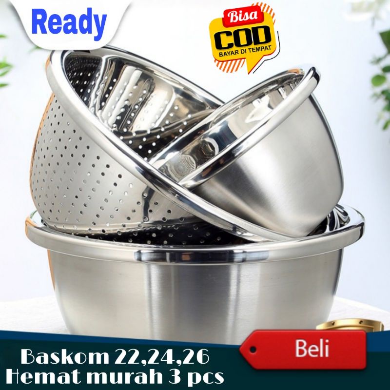 Baskom Stainless Baskom Saringan Baskom Cuci Beras Baskom Cuci Sayur