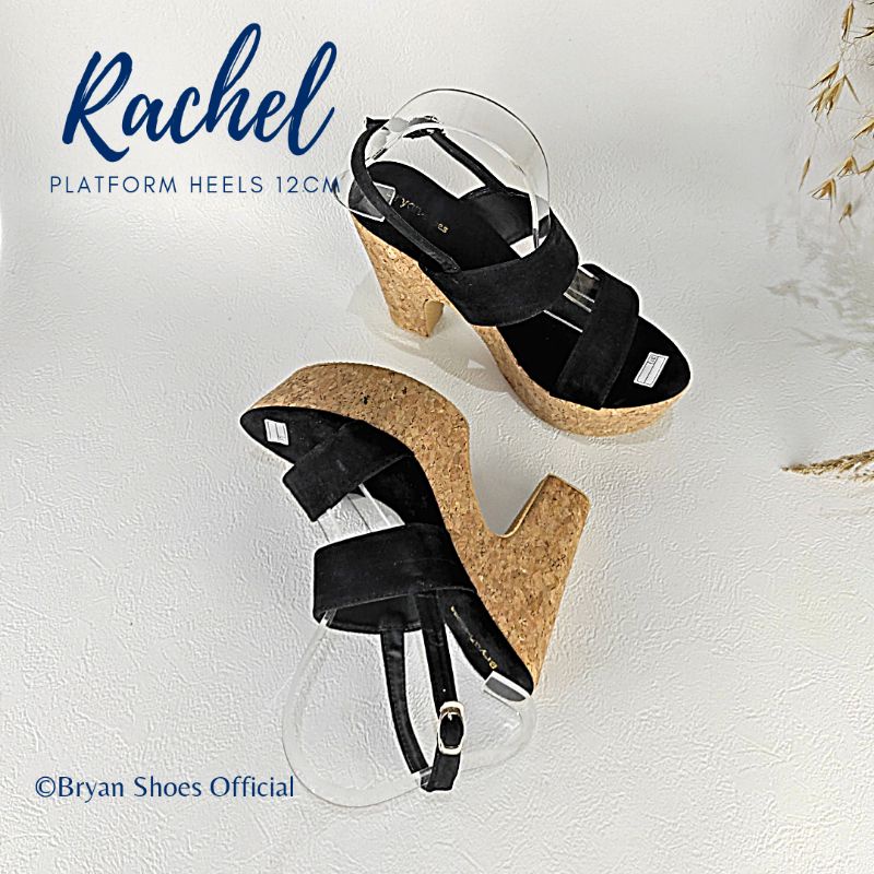 Bryan Rachel Platform Heels Silang 12cm Hak Tahu Kelom Berkualitas Sol Tebal