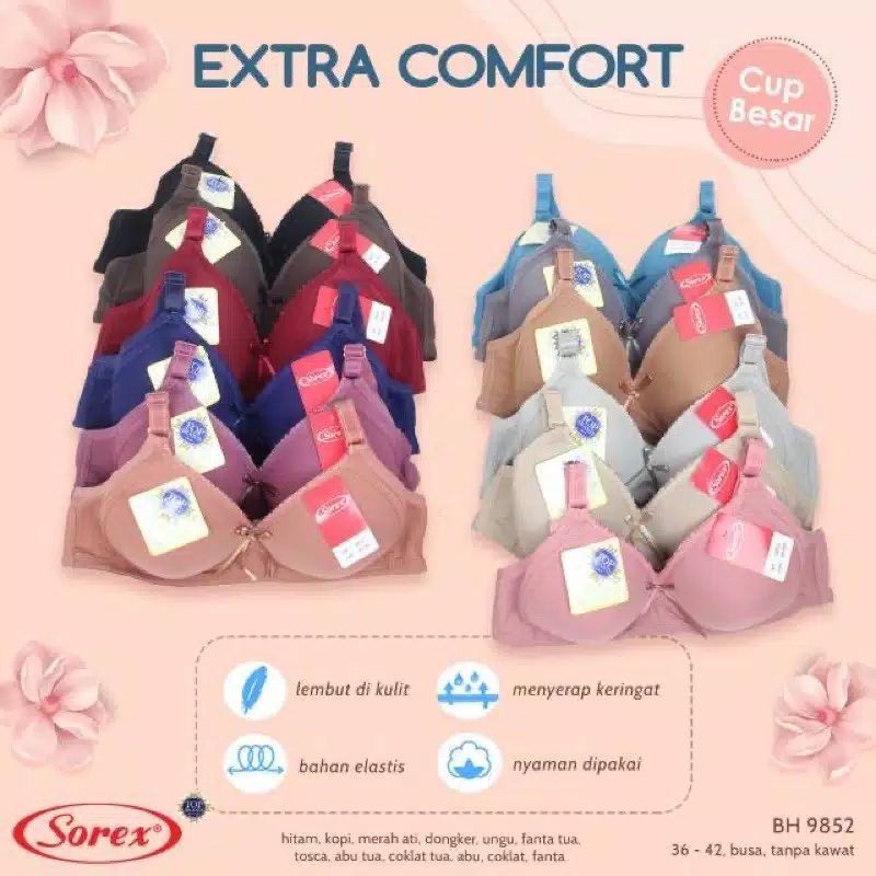 SOREX bra extra Comfort 9852 Cup besar busa tipis tanpa kawat