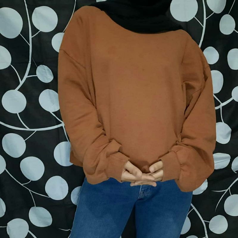 crewnwck korea thrifting lengan balon