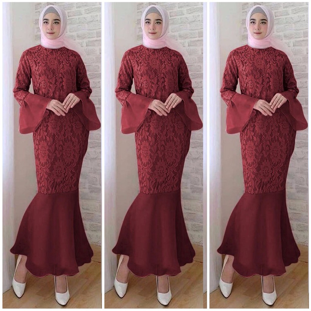 Gamis Mermaid Maxi Duyung Brokat Tulang Cord Termurah BAJU MUSLIM LEBARAN BRUKAT CORNELI