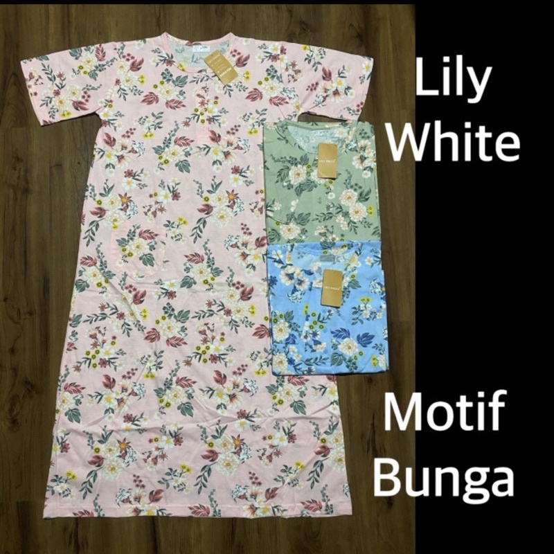 Lily White Daster Gamis Lengan Pendek