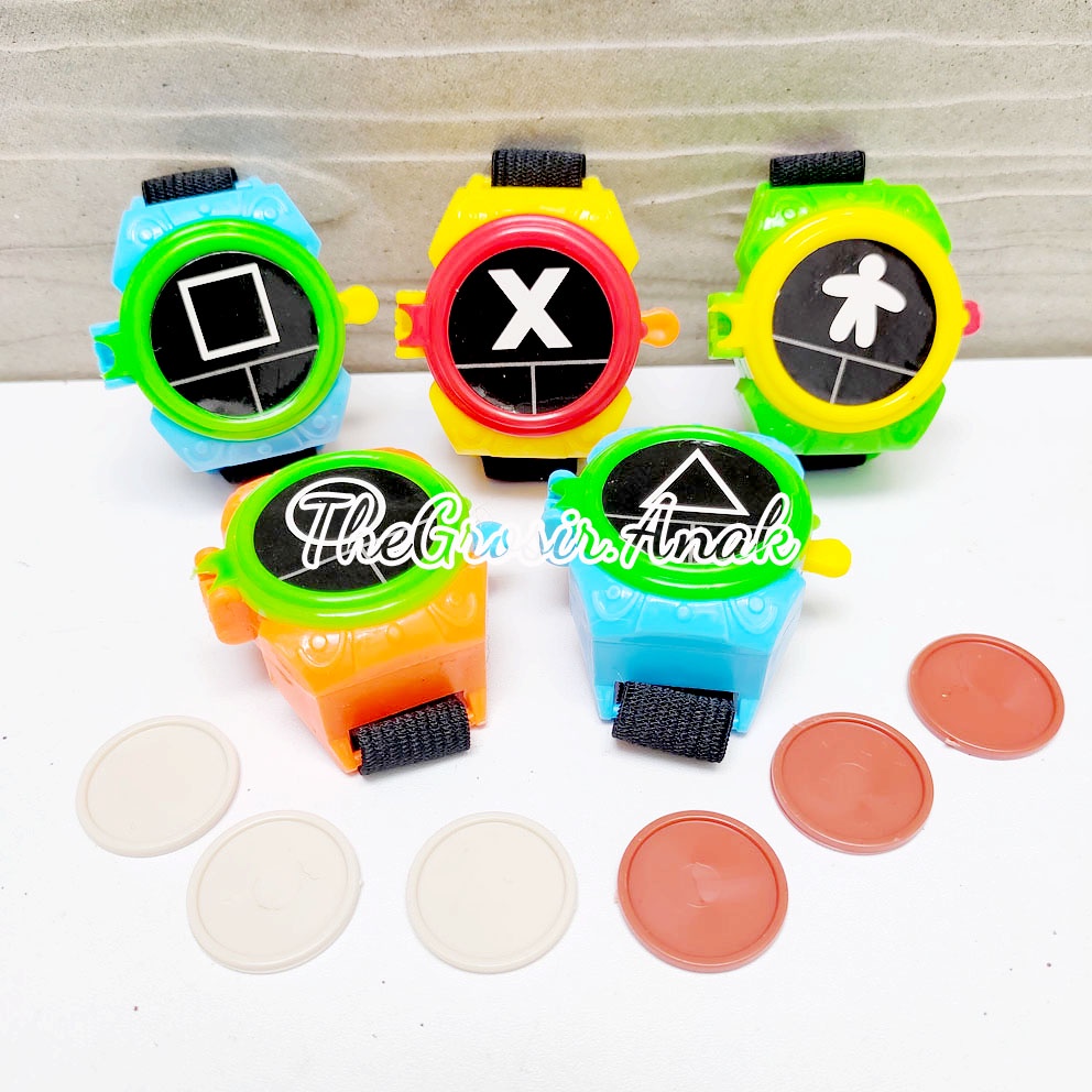 MURAH!!! GELANG SQUID GAME LONTAR JAM TEMBAK KOIN TAZOS