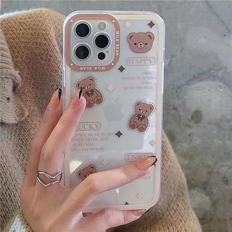 Casing Samsung Galaxy A12 A32 A22 A03 A03s A73 A53 A33 A23 A13 M52 A02s M22 M32 A72 A52 A52s A20 A30 A50 A50s A30s A71 A51 A11 M11 A10 M10 M12 S22 Plus Ultra Brown Bear Clear Phone Case Shockproof Matte Transparent Protection Cover