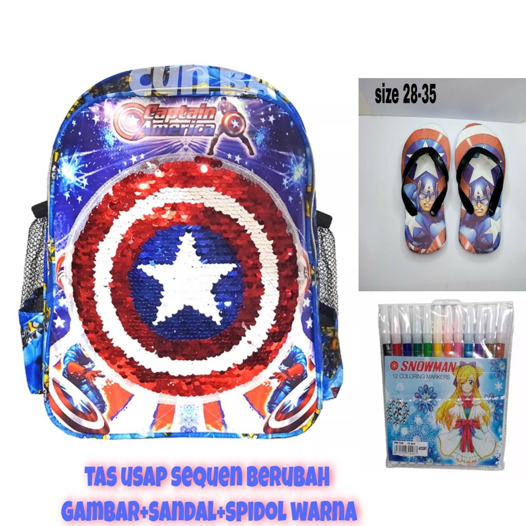 Tas ransel usap model captain amerika paket 3 in 1