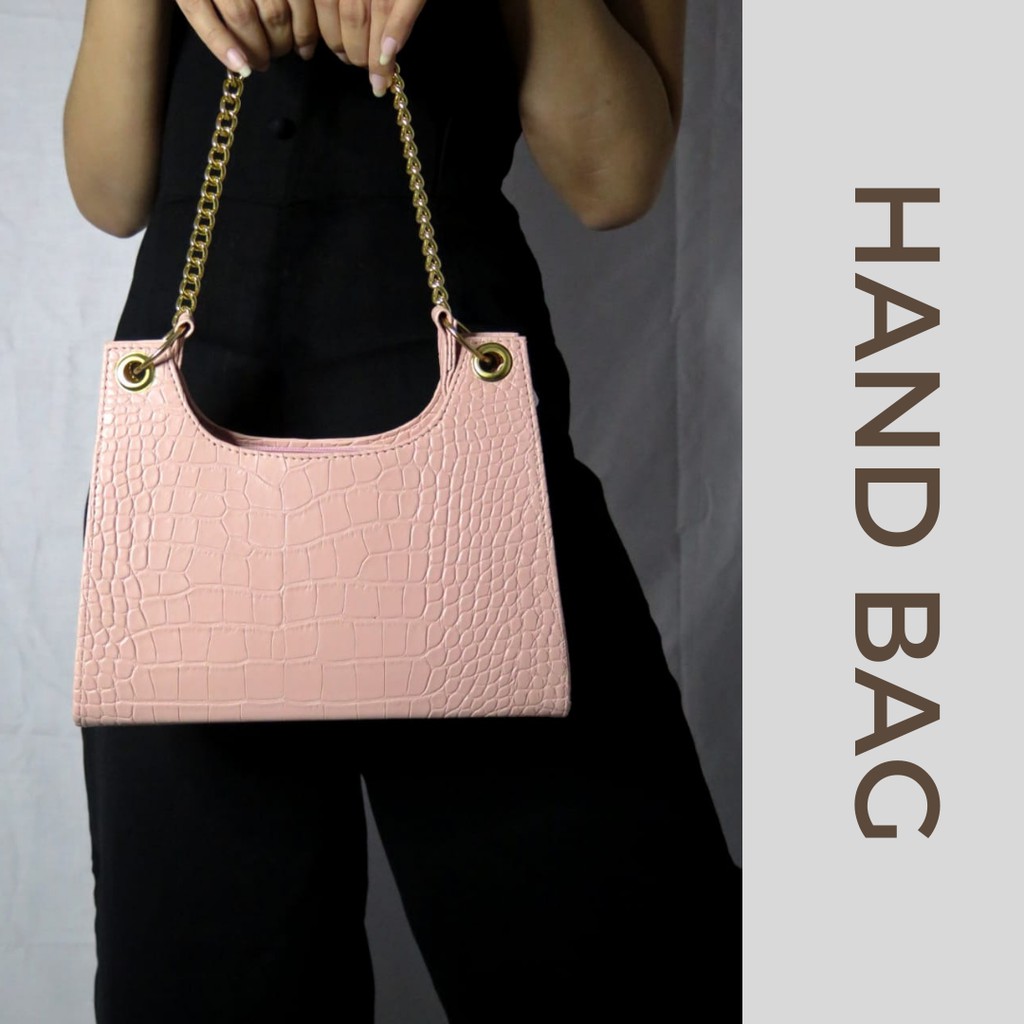 BAGGU.ID Croco Square Bag 2 in 1 / Croco Hand Bag Shoulders Bag / Tas Rantai Bahan Croco Premium