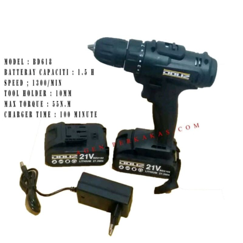 Doliz Bor Cordless 10MM Bor Baterai 21V
