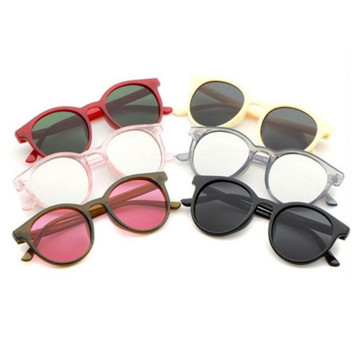 WBS ✅ Kaca Mata Korean Fashion Retro Bulat Kacamata Sunglasses Hitam Wanita Pria Grosir Import KC007-1