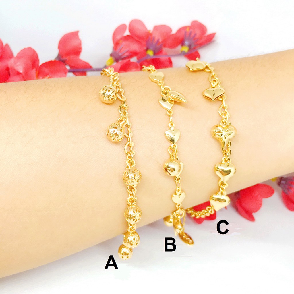 Gelang Tangan Xuping Rantai Love Bulat Lonceng Warna Gold - BB412