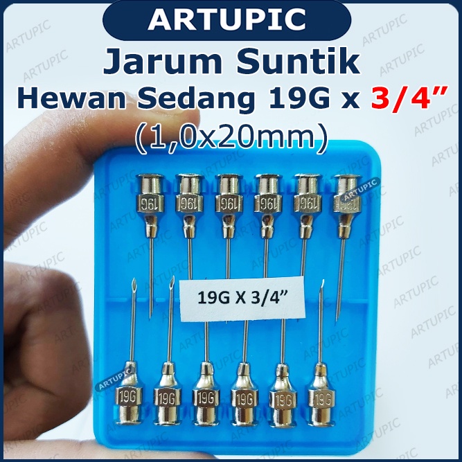 Jarum Suntik Hewan Sedang 19G x 3/4 inch Vaksin Ternak Kambing Domba Anjing Kucing Vet Needle Stainless Steel